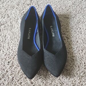 Rothy's Women's Black Flats with Blue Trim